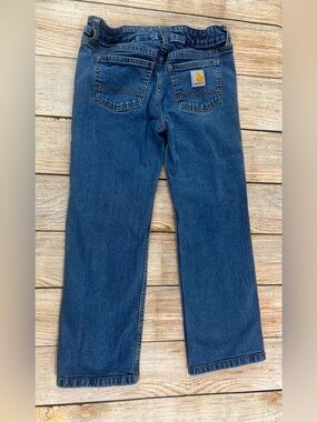 Carhartt Boy’s Boot Cut Jeans Adjustable Waist Blue Denim BD8374-B Size 8